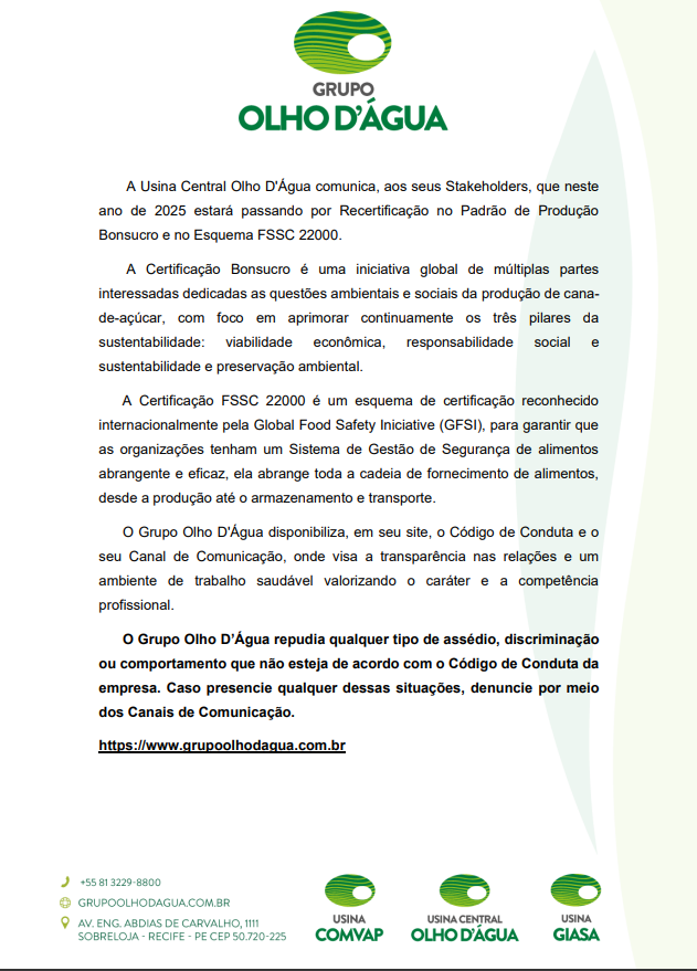 Recertificação Bonsucro 2025