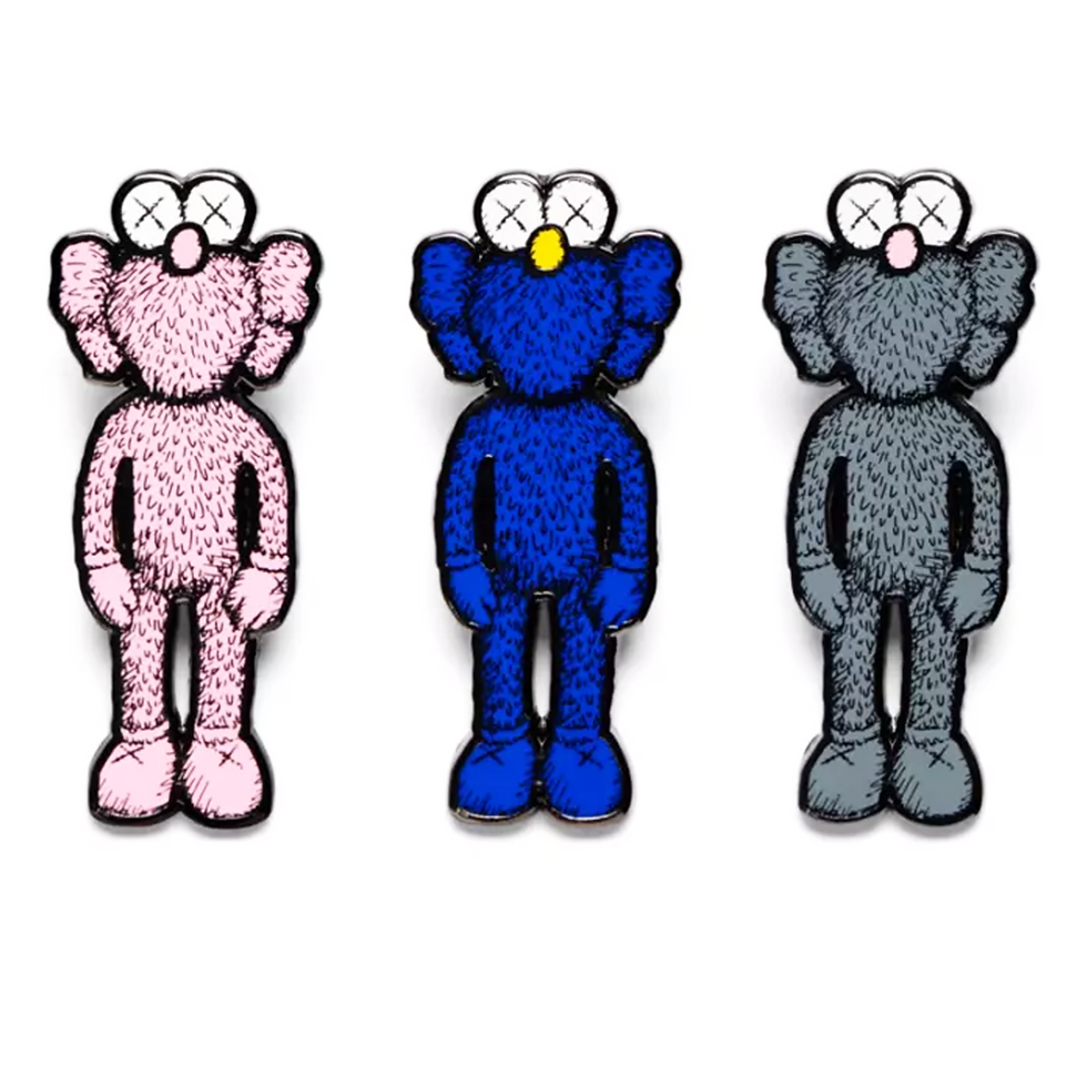 Thumbnail: KAWS NGV BFF Black, Blue, & Pink Kawsone Collectible Enamel Pin Set