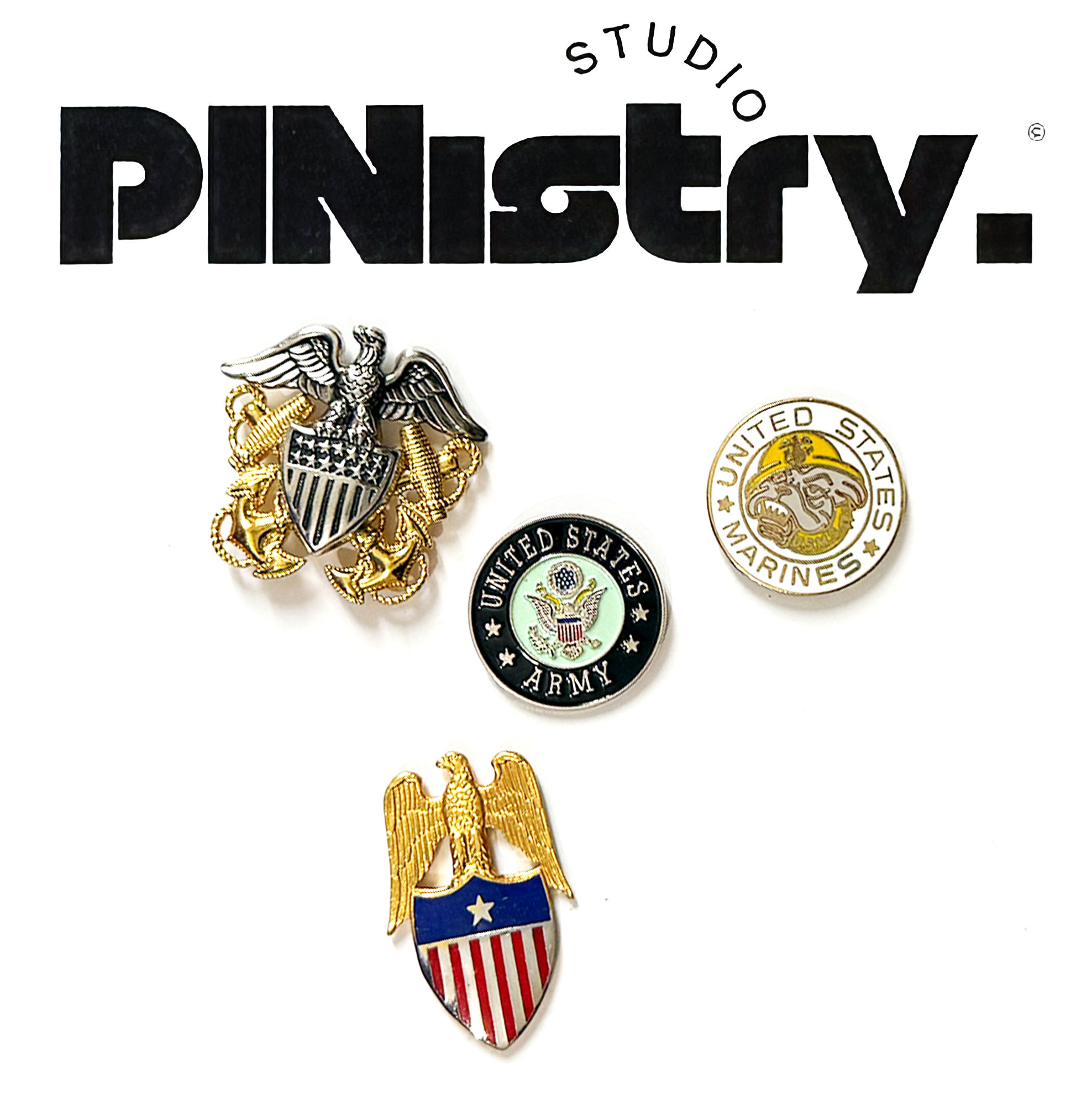 Vintage US military lapel pin lot set