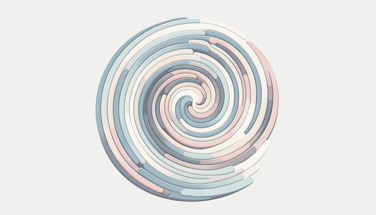 A minimalist line-style depiction of clay that has been spiral wedged.