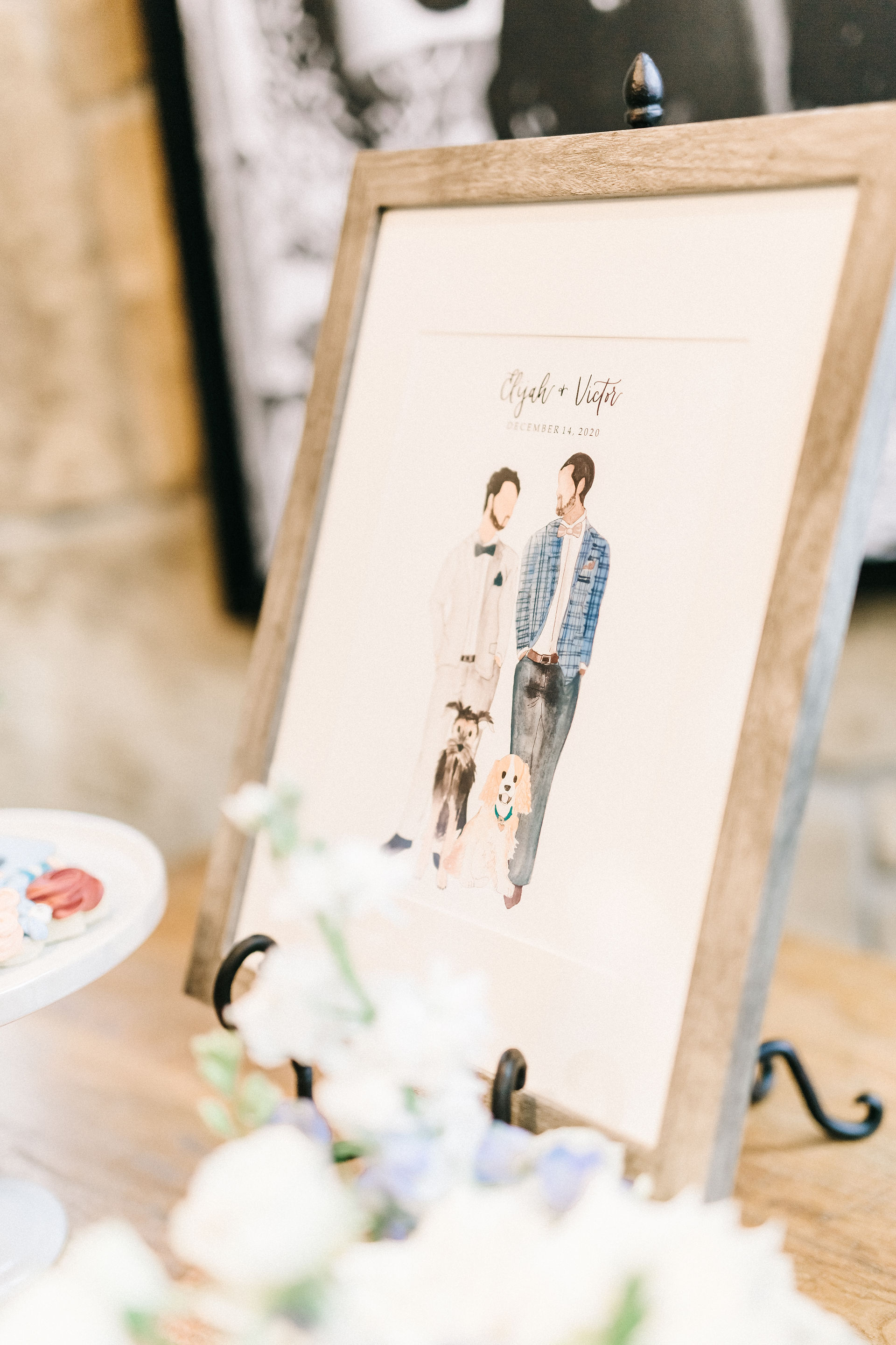 Lady and the Tramp inspired watercolor signage for wedding