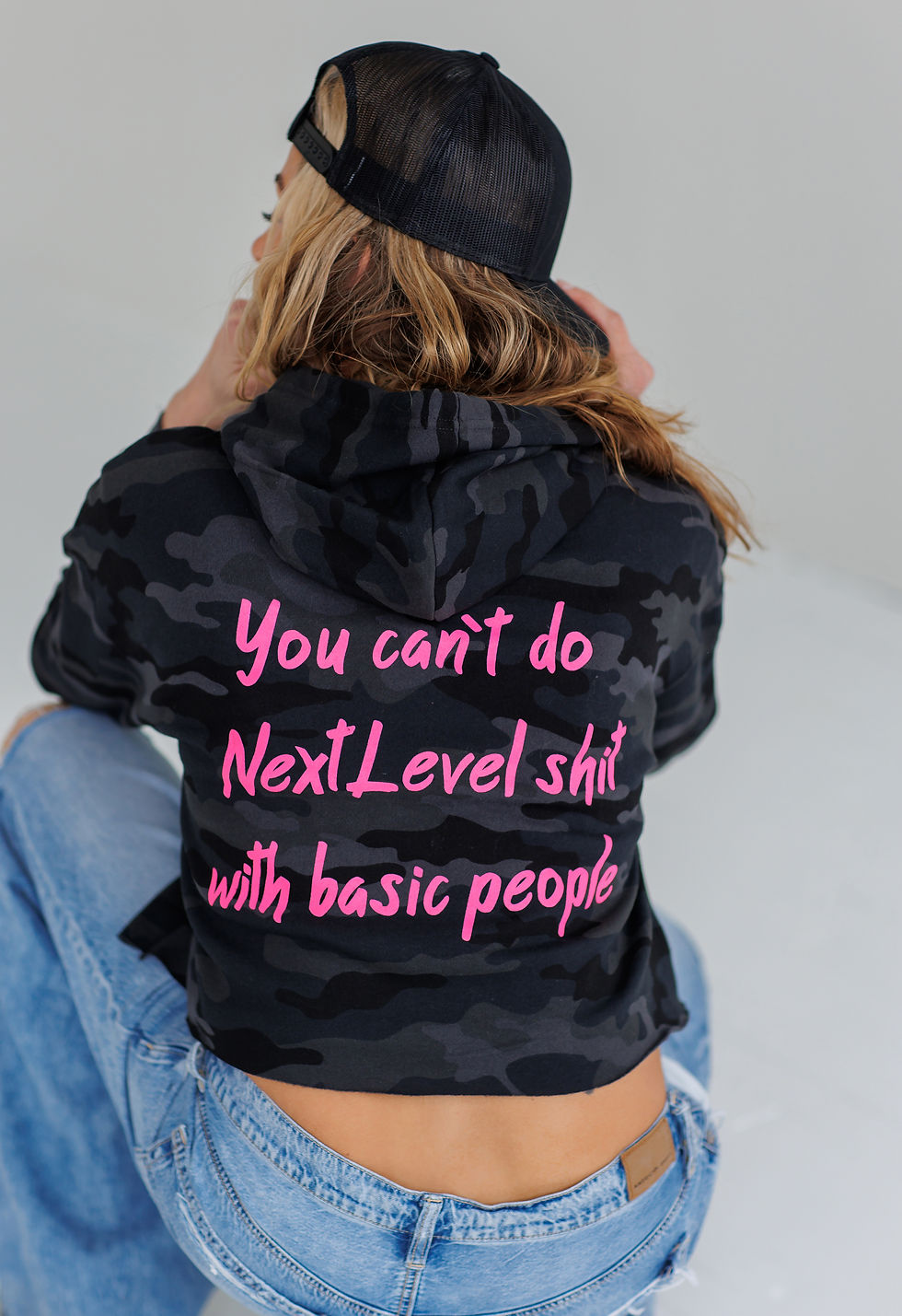 Thumbnail: NLM Black  Camo Crop Hoodie