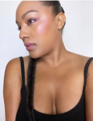Woman's profile with pink eyeshadow