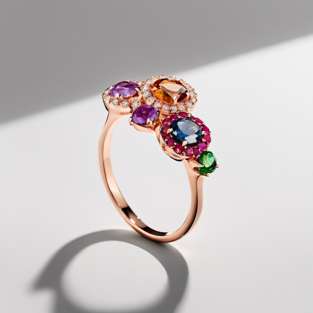 Rose Gold Gemstone Cluster Ring