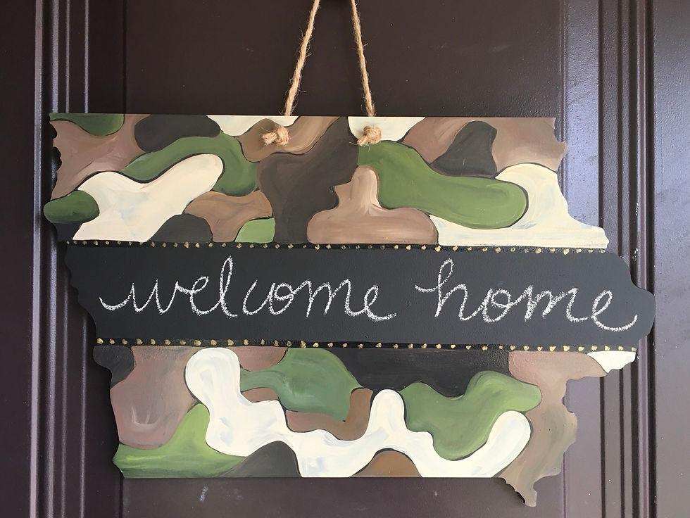 State of Iowa with Chalkboard - Camo