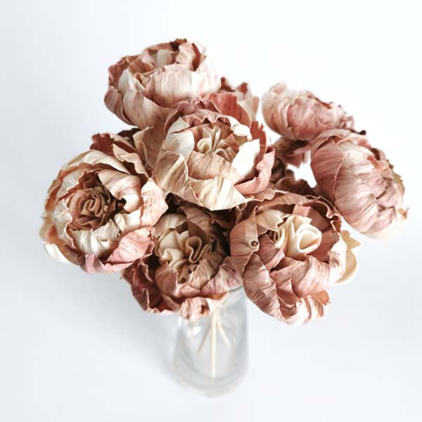 Thumbnail: 10 Rare Wood Color Peony  Sola Flower Reed Diffuser  2" for Home Fragrance