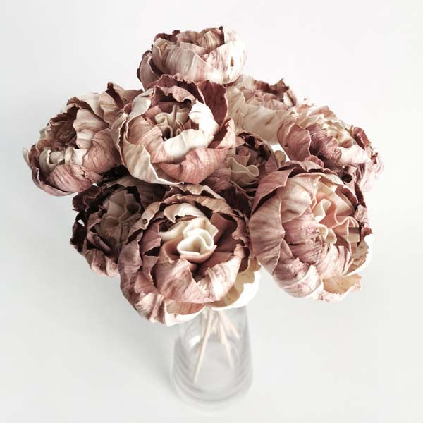Thumbnail: 10 Rare Wood Color Peony  Sola Flower Reed Diffuser  2" for Home Fragrance