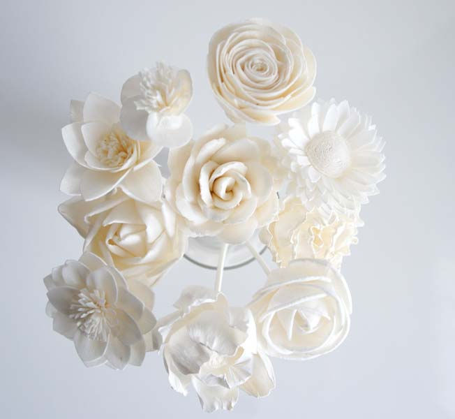 Thumbnail: 10 Brides Mixed White Sola Flower Reed Diffuser  2" for Aroma Home Fragrance