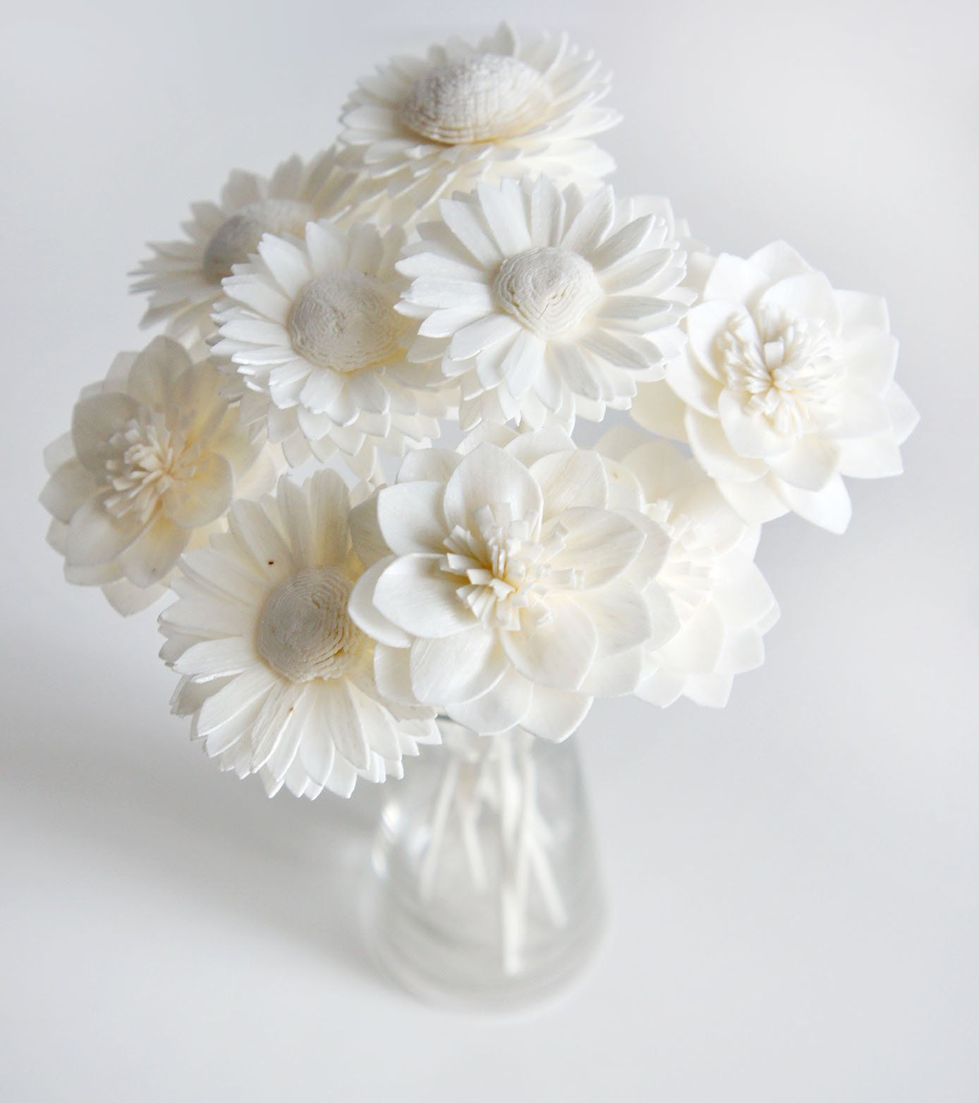 10 Dahlia and White Daisy Sola FlowerReed Diffuse 2" for Home Fragrance