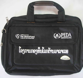 Bag with targeted malaria messaging