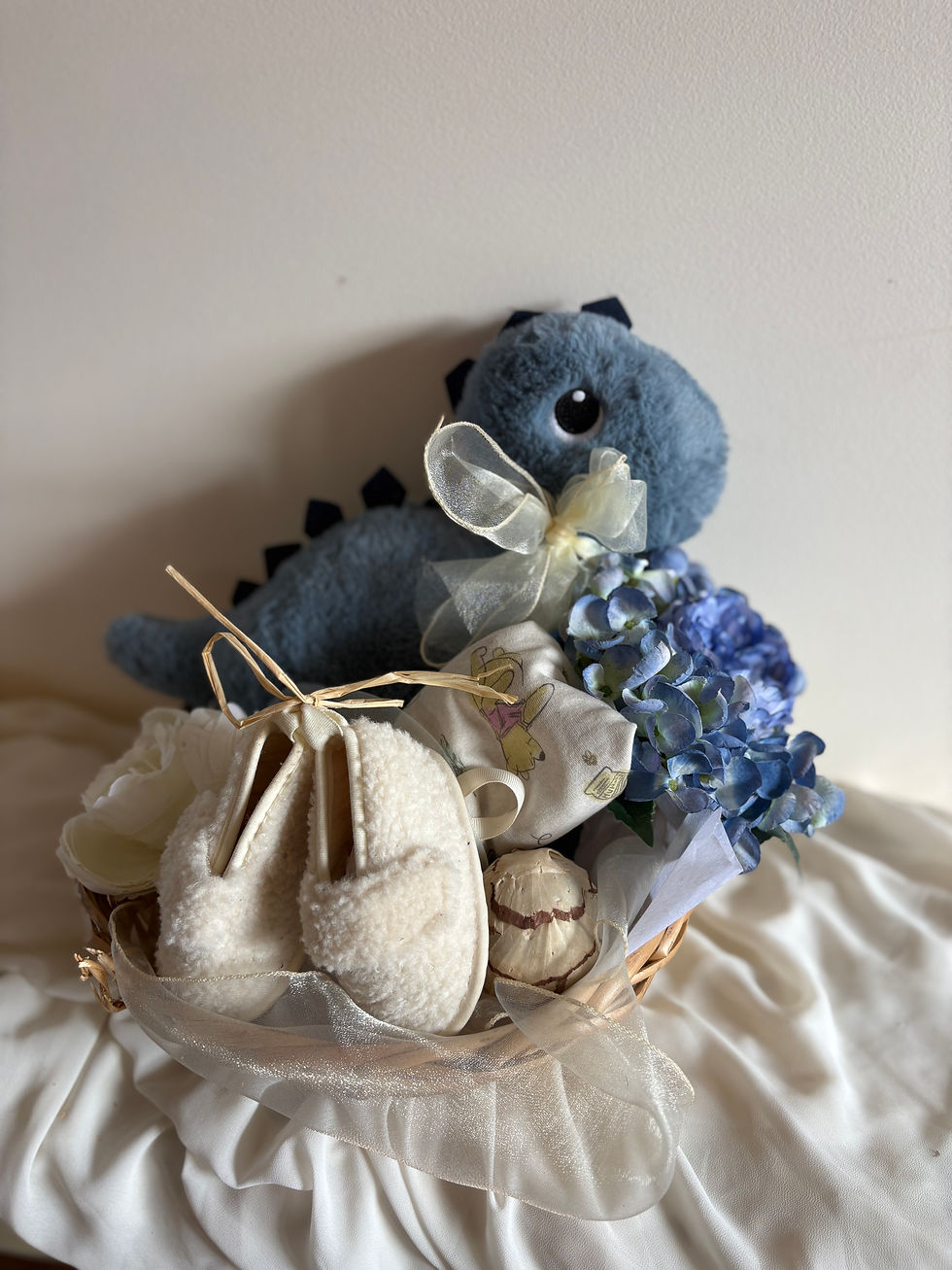 Thumbnail: Gift Wrapped Baby Boy Dino Gift Basket
