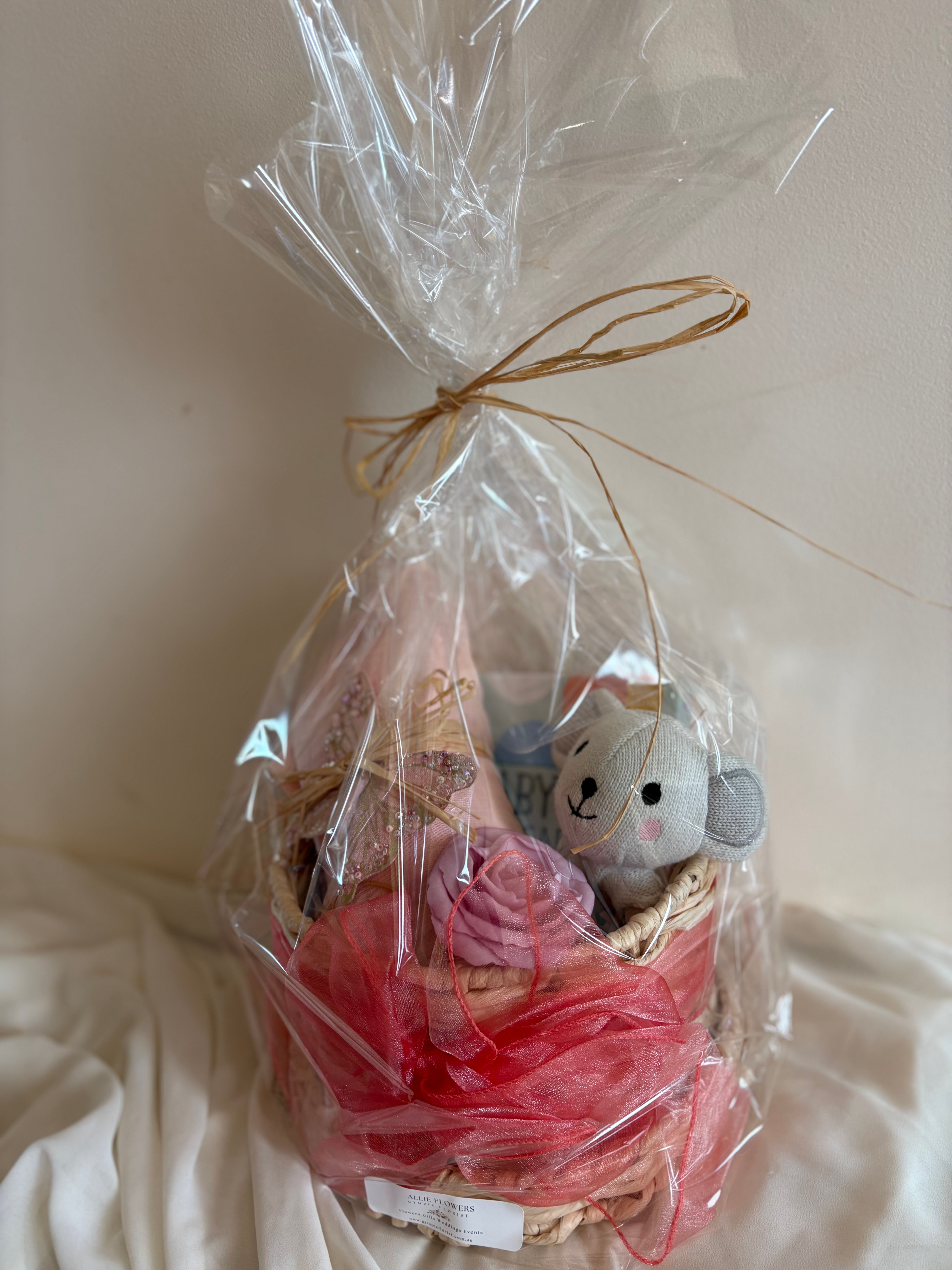 Gift Wrapped Baby Girl Gift Basket