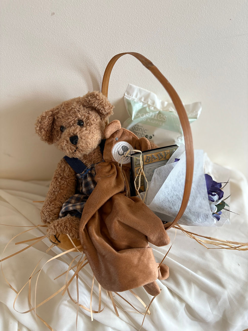 Thumbnail: Country Teddy and Blanket Baby Boy Gift Basket 