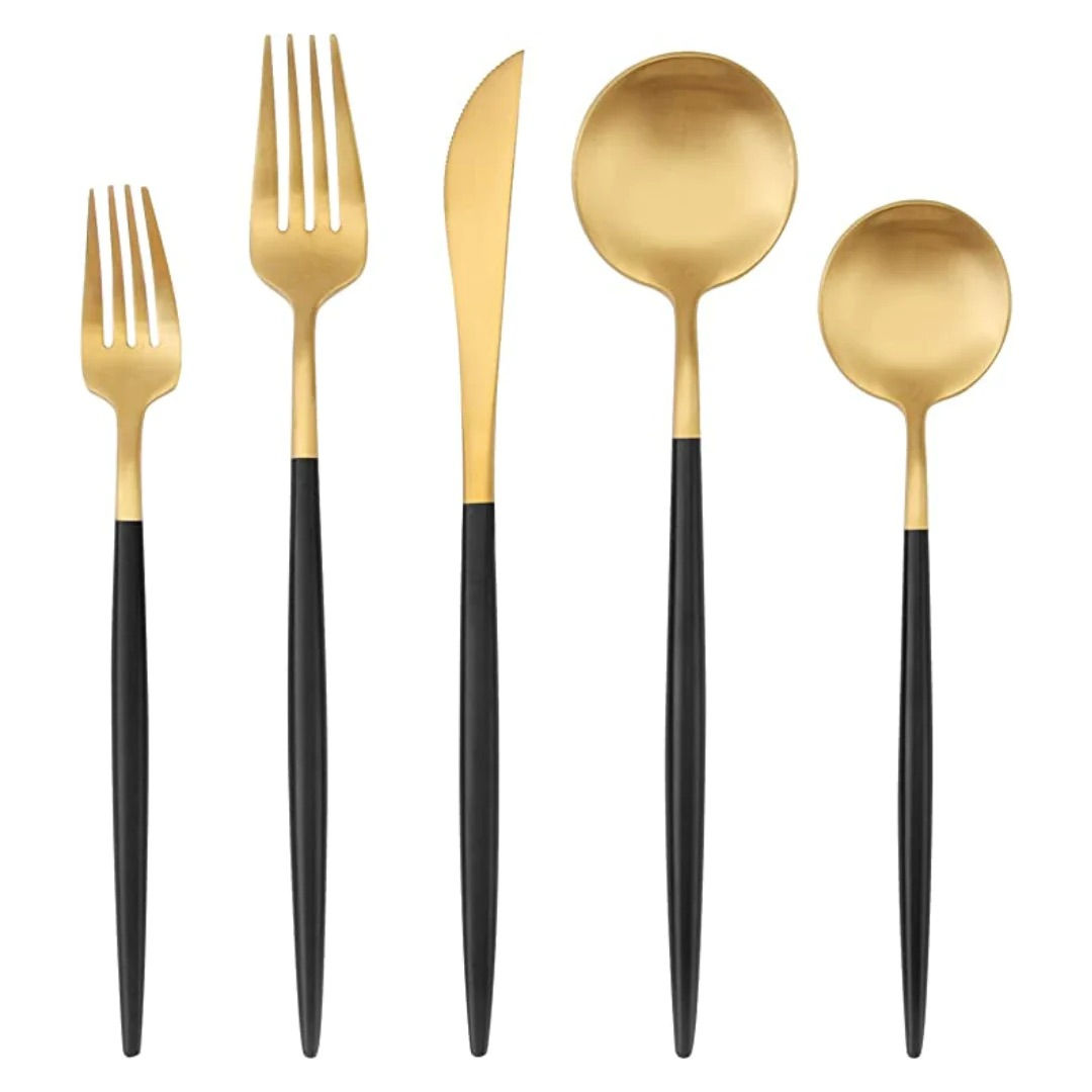 Two Tone Dipped Flatware Black and Gold