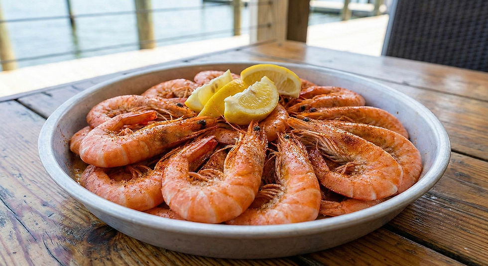 A dish dof shrimps in a Plate.