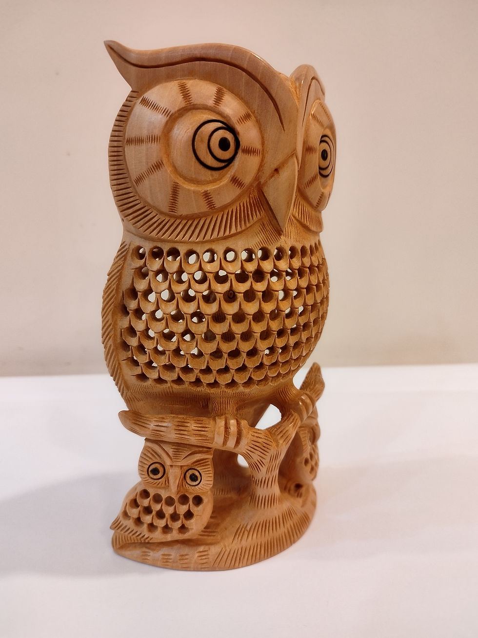 Thumbnail: An owl one piece, mother and baby onyx inlay- 8 inches