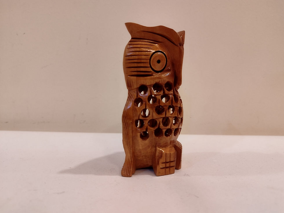Thumbnail: An owl one piece, mother and baby onyx inlay- 3 Inches