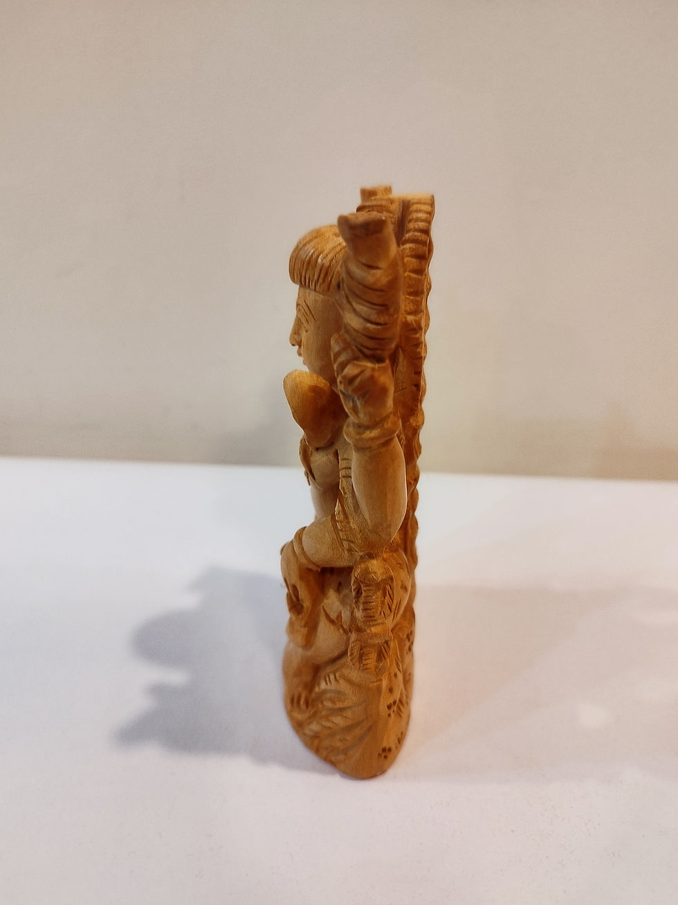 Thumbnail: Five-inch wooden Hanuman Prabhat for spiritual faith composed of Kadam wood
