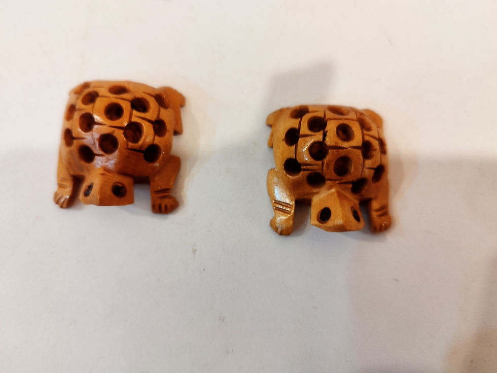 Thumbnail: Handcrafted Kadam Wood Tortoise pair in net design 1.5 inches. Sculpture: Spirit