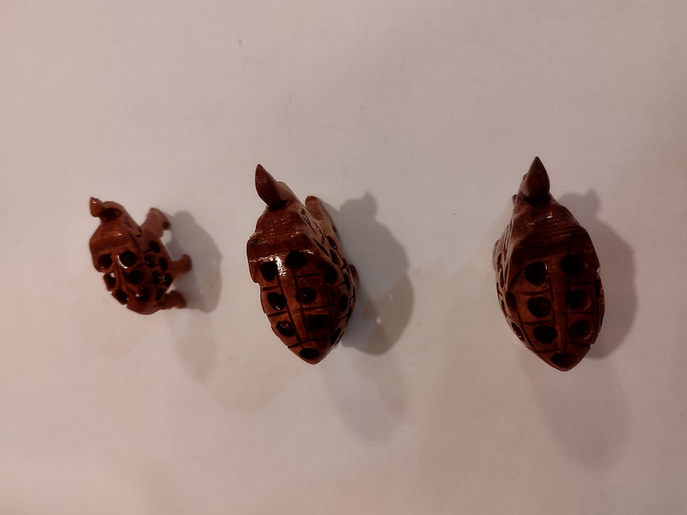 Thumbnail: Hand Carved Kadam Wood Elephant Family- 3,2 and 1.5 Inches set: Mother and baby 