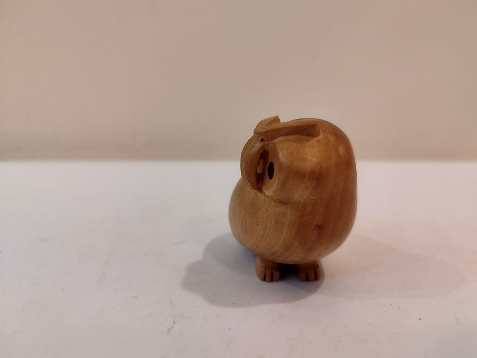 Thumbnail: Handcrafted Kadam Wood Owl Figurine -3 Inches: Spiritual Decor, Prosperity Gift