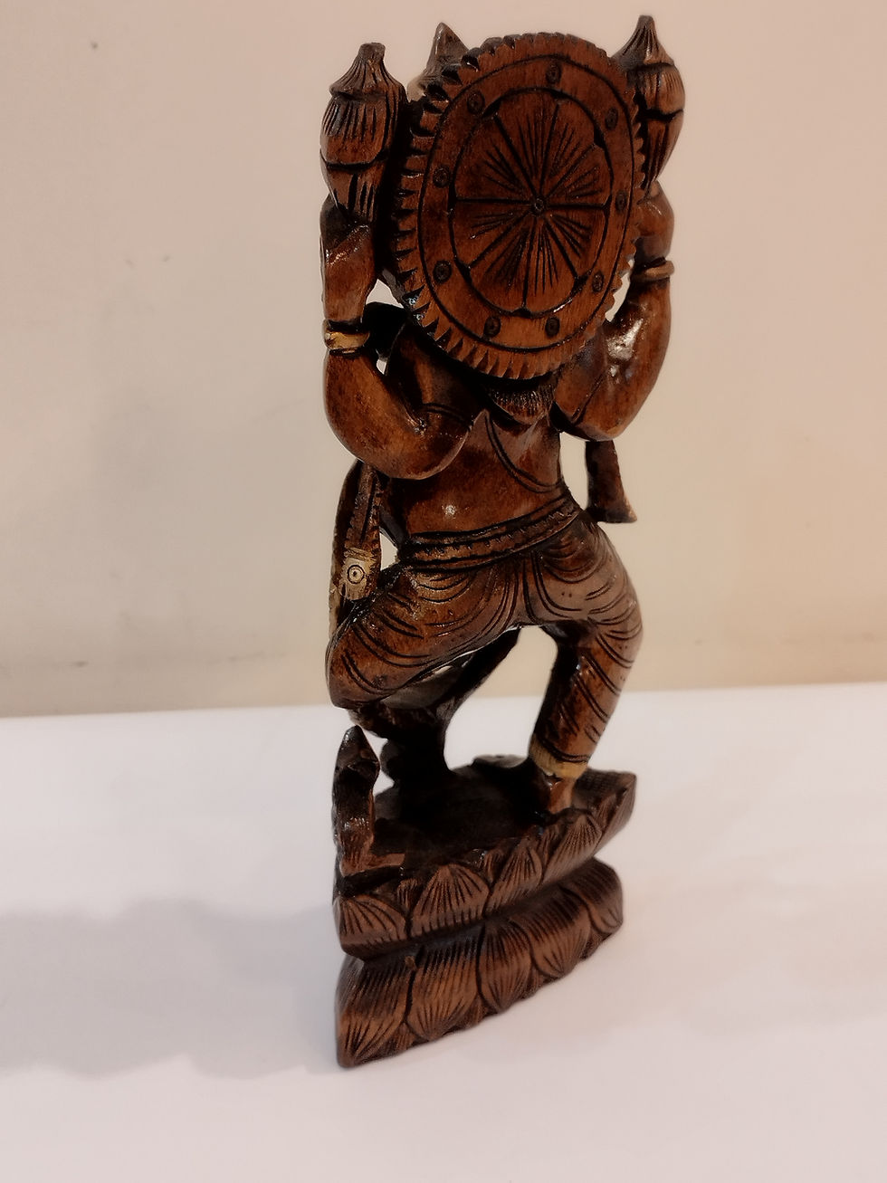 Thumbnail: Hindu deity Vinayak, a handcrafted Kadam Wood Ganesha Statue with Chatar (8 inch