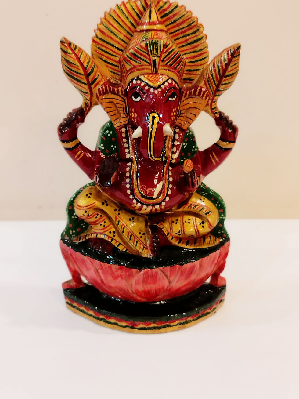 Thumbnail: Hindu deity Vinayak a handcrafted Kadam Wood Painted Ganesha Chatar(Internatiol)