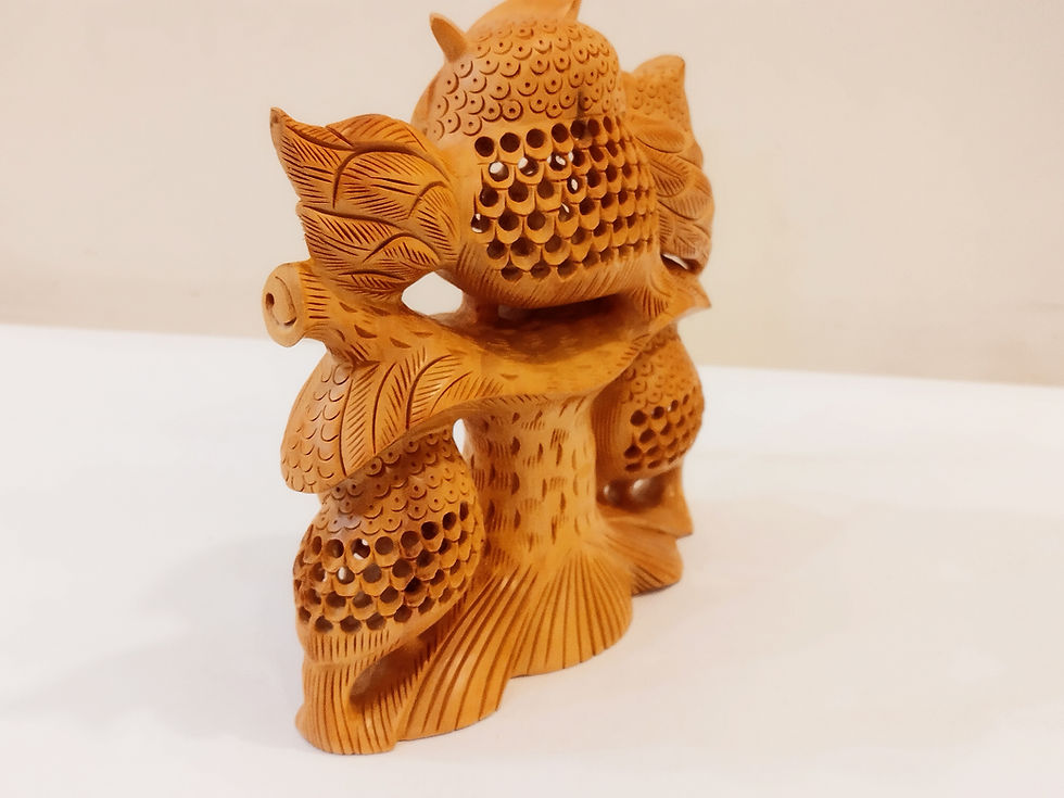 Thumbnail: An owl family one piece, mother and baby onyx inlay- 6 inches