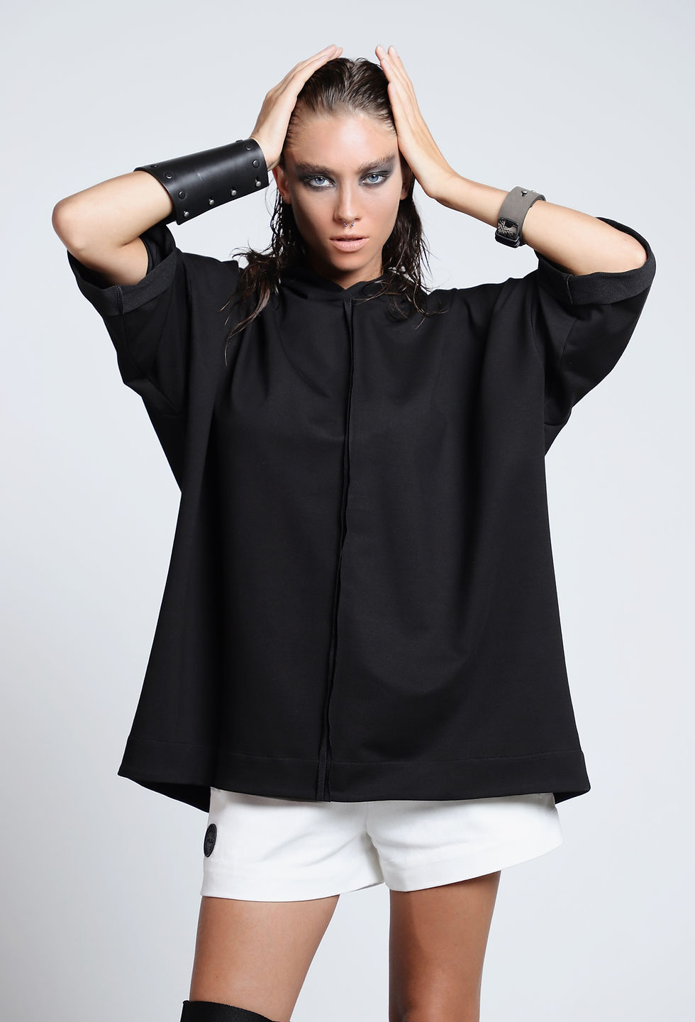 Thumbnail: Black Long-Sleeve Cotton Hoodie