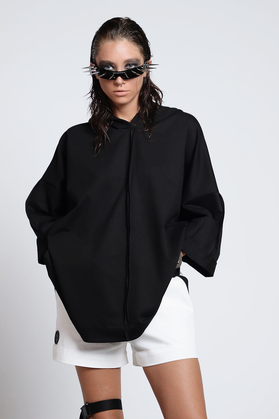 Thumbnail: Black Long-Sleeve Cotton Hoodie