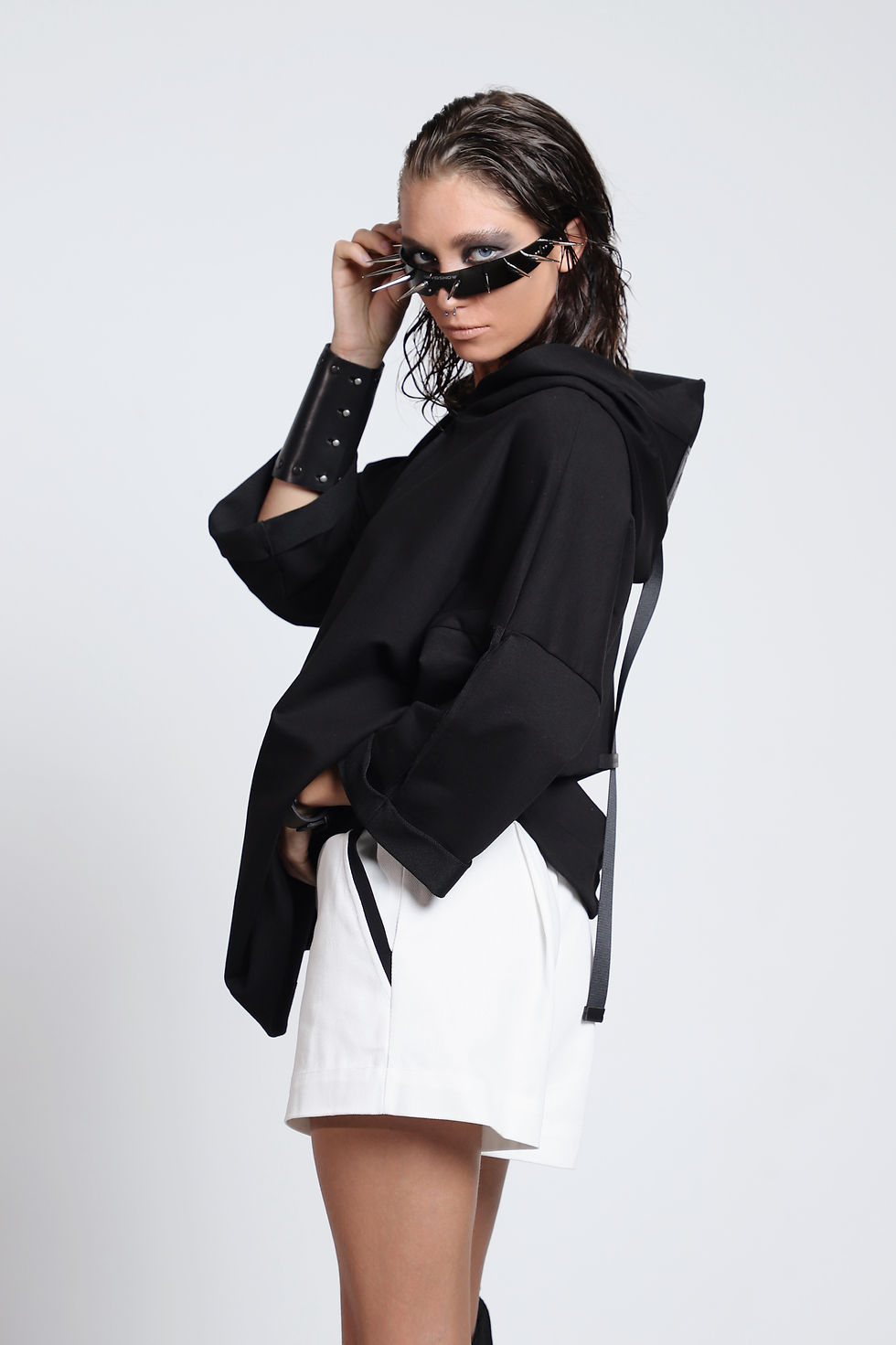 Thumbnail: Black Long-Sleeve Cotton Hoodie
