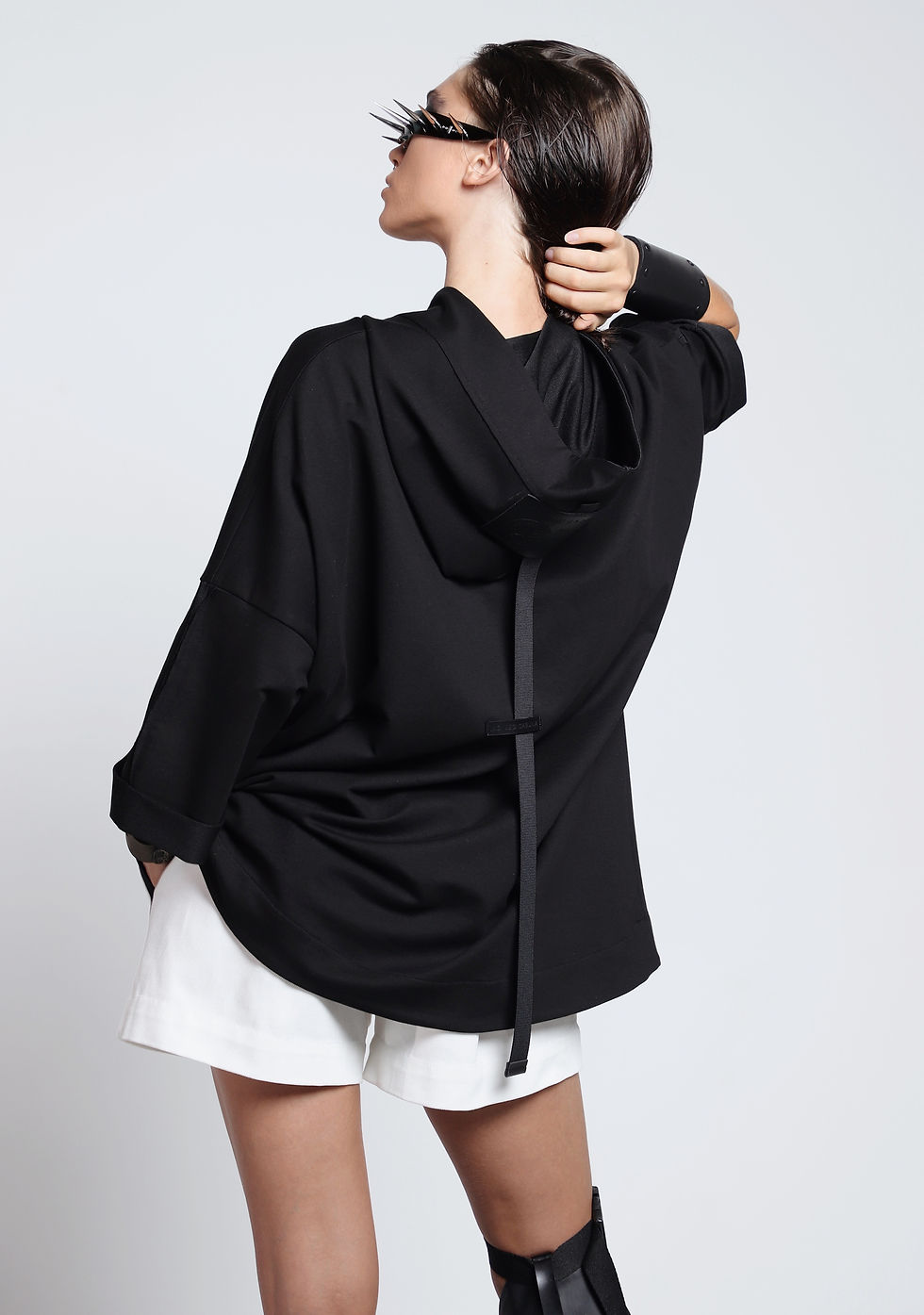 Thumbnail: Black Long-Sleeve Cotton Hoodie