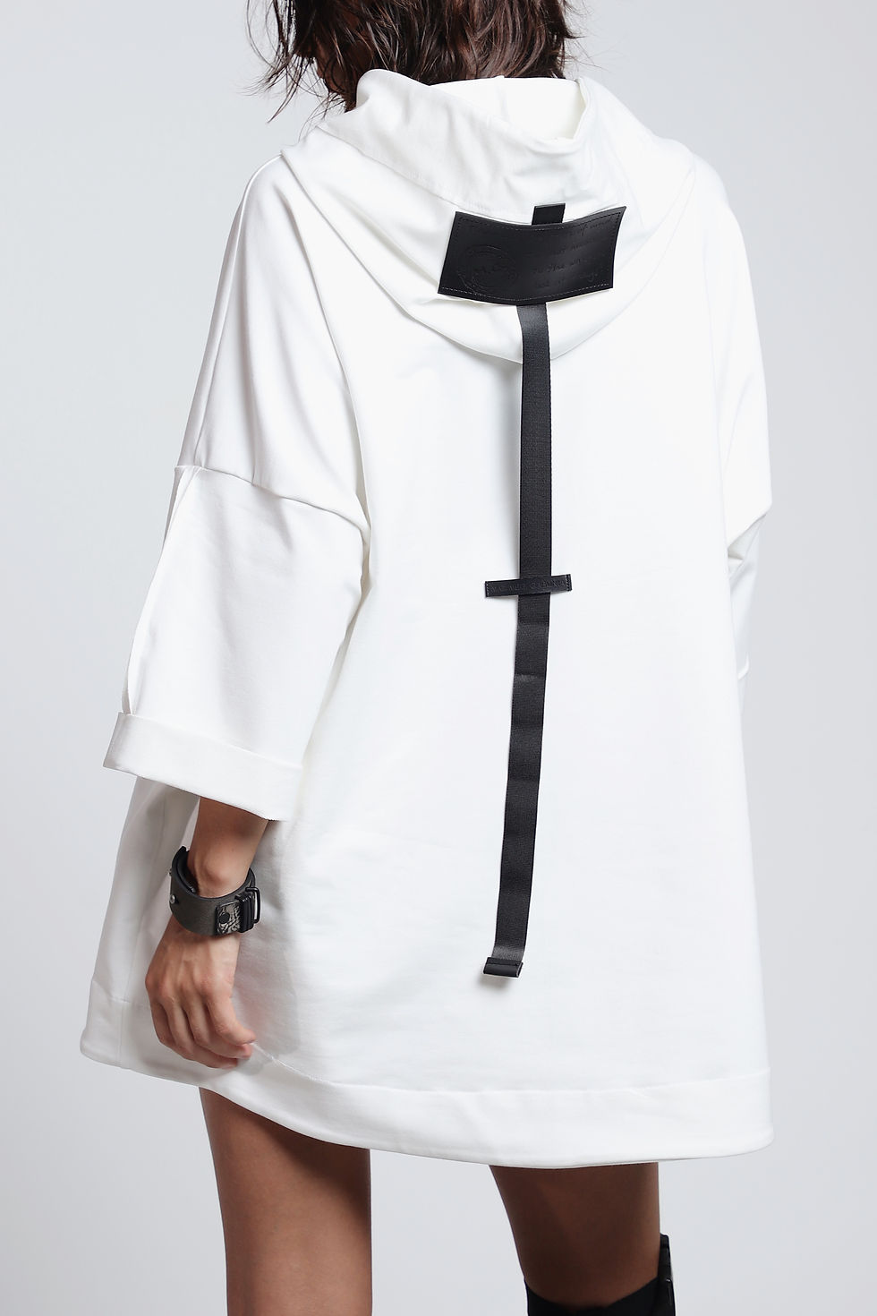 Thumbnail: White Long-Sleeve Cotton Hoodie