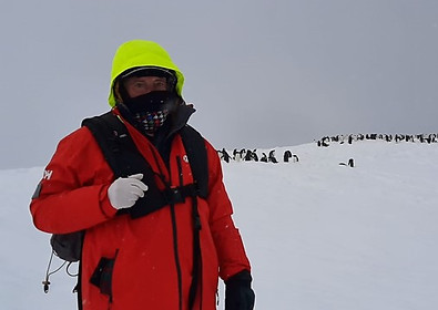 Dr Des Bowden at Damoy Point in Antarctica on an expedition