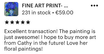 A customer review of a Cathy Lewis Painting