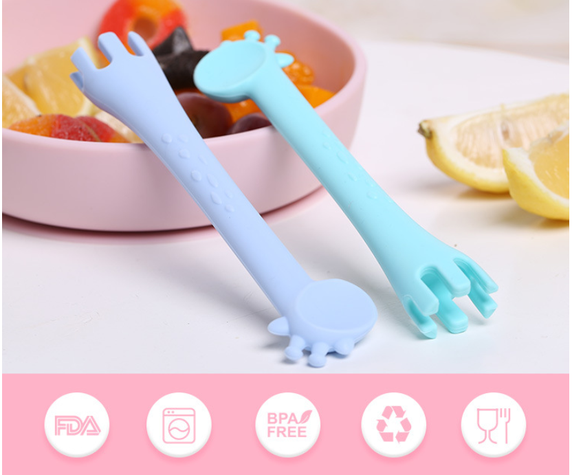 Thumbnail: Creative Giraffe Silicone Baby Fork Spoon for Infants and Children