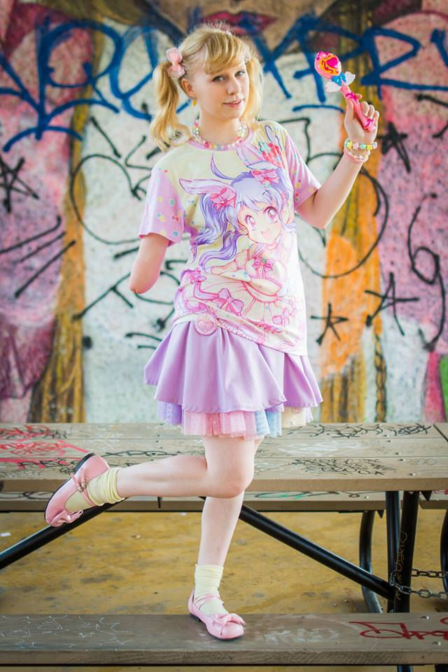 Our cute friend Cherilyne wearing the Mahou Shojou tee!