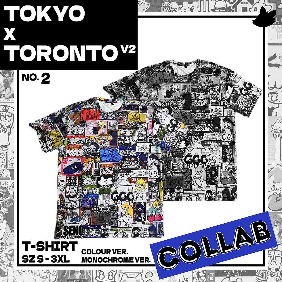 Thumbnail: TOKYO x TORONTO Sticker Wall V2 T-Shirt - Monochrome