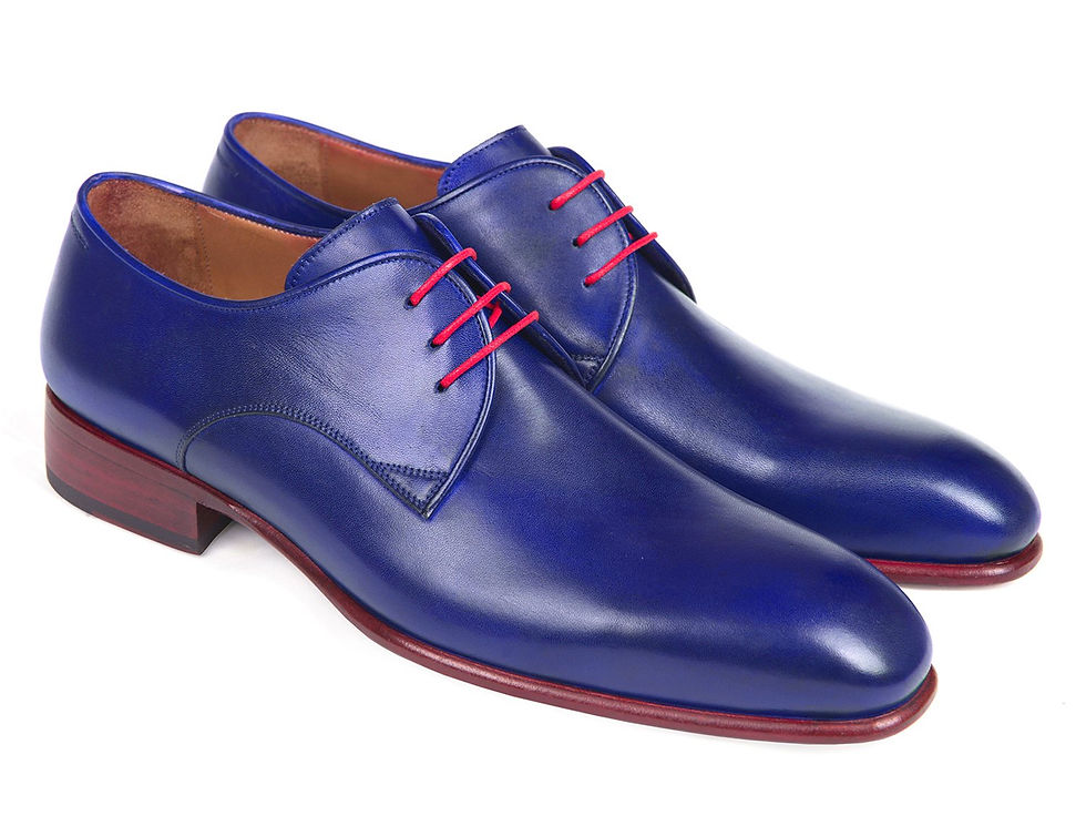 Thumbnail: Paul Parkman Blue Hand Painted Derby Shoes (ID#633BLU13)
