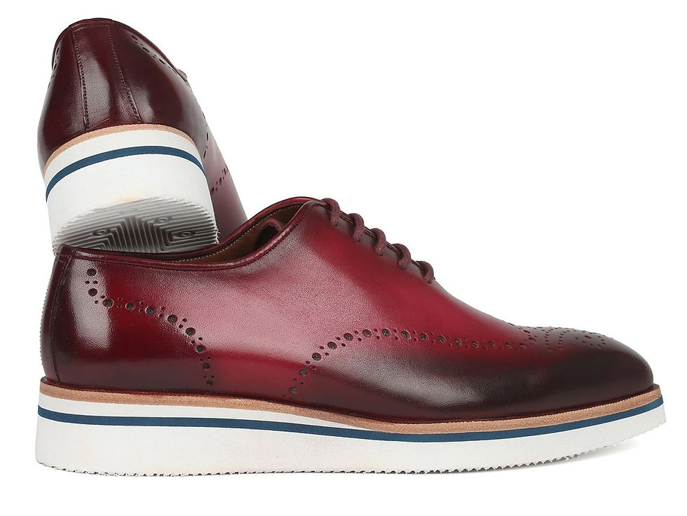 Thumbnail: Paul Parkman Men's Smart Casual Wingtip Oxfords Bordeaux (ID#188-BRD)