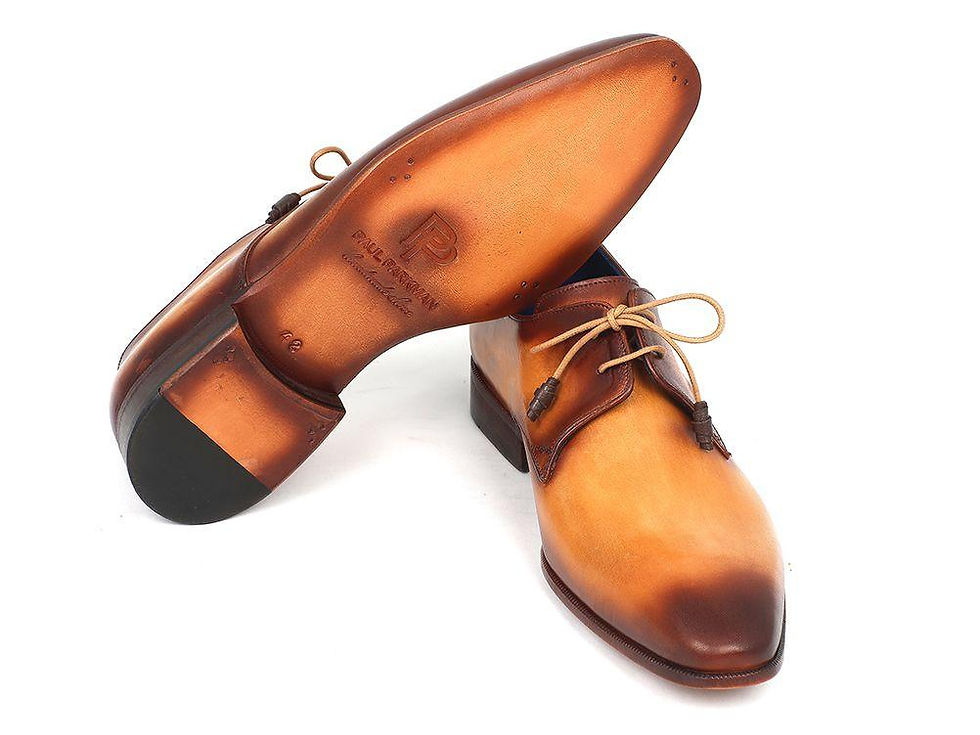 Thumbnail: Paul Parkman Brown & Camel Hand-Painted Derby Shoes (ID#326-CMLBRW)
