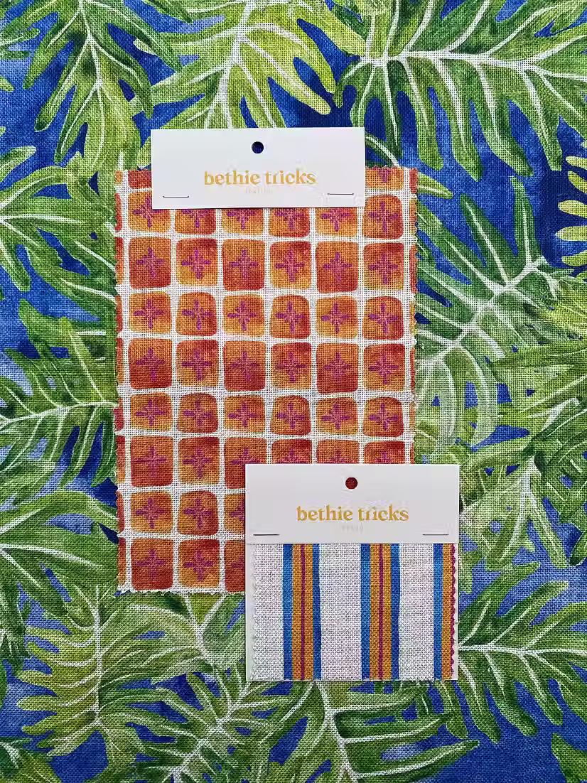 samples of exotic fabrics by Bethie Tricks