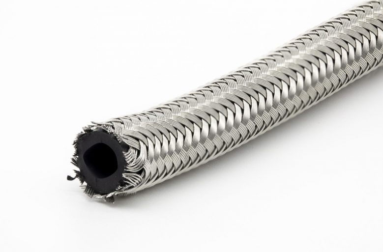 Viton pressure hoses with stainless steel braiding