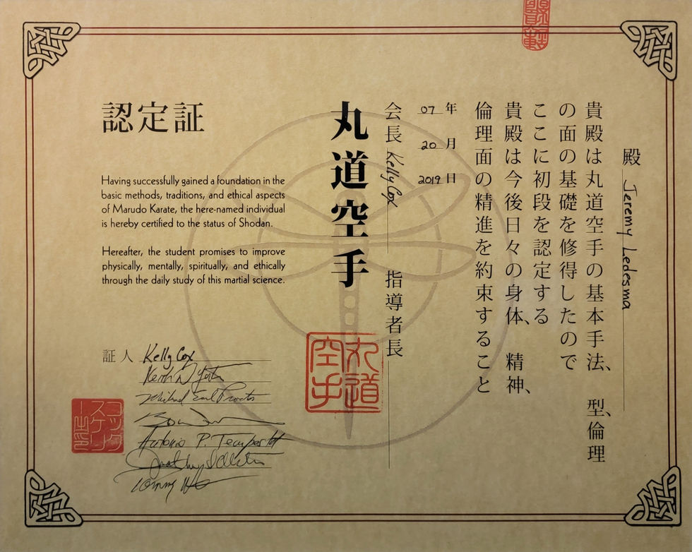 Black Belt - Shodan Certificate