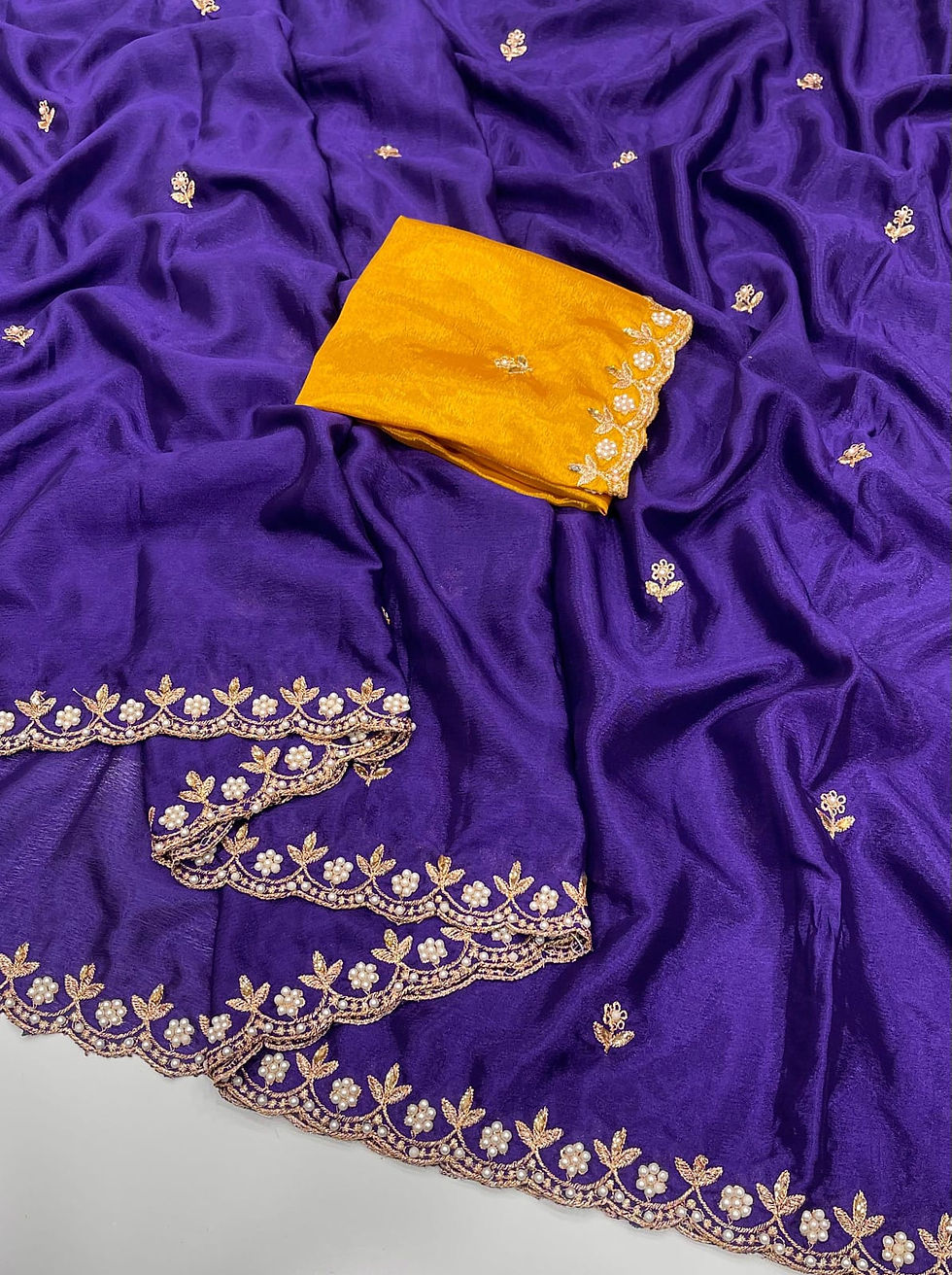 Thumbnail: 5 Chinon Hand Work Saree
