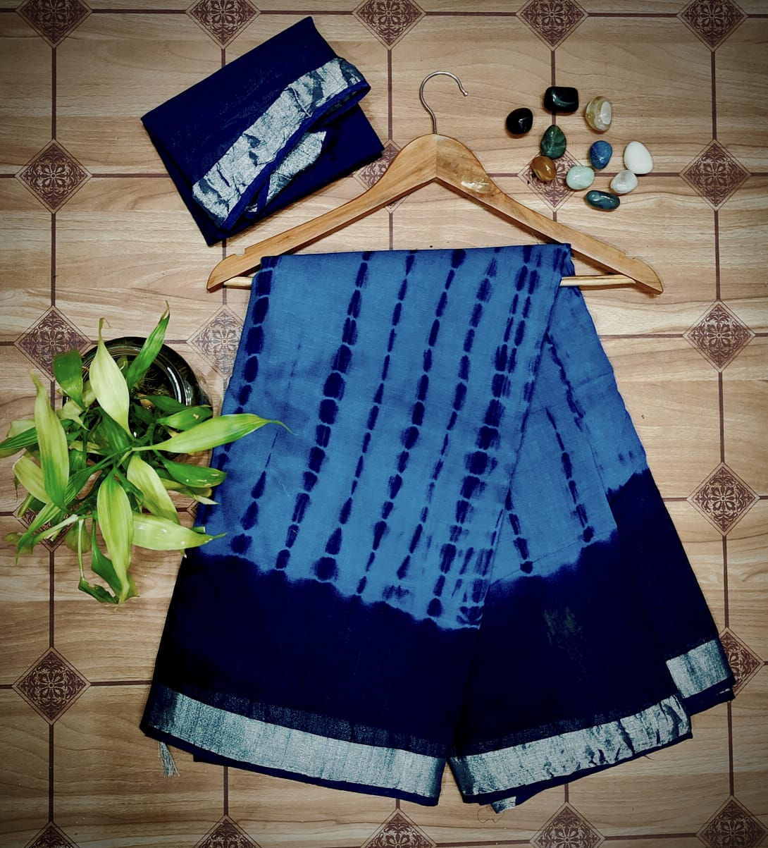 65 Hand Block Print Linen Saree