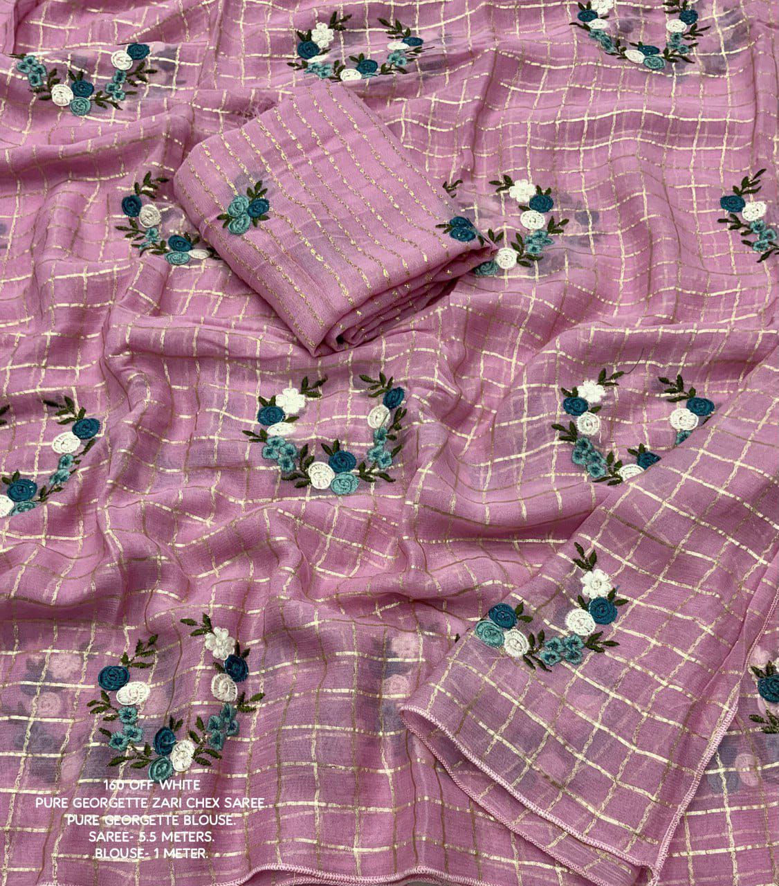 2 Georgette Zadi Chex Saree