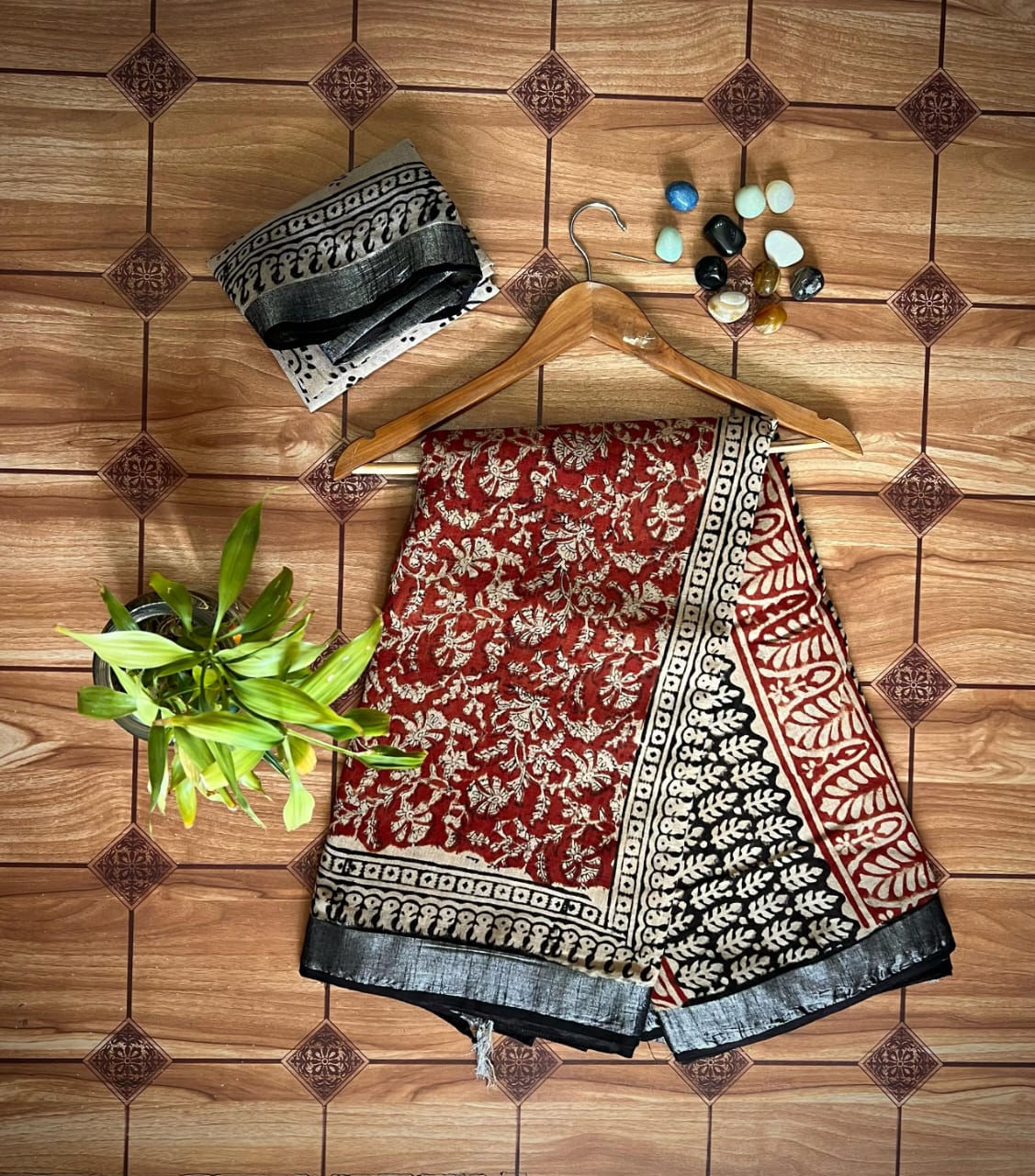 71 Hand Block Print Linen Saree