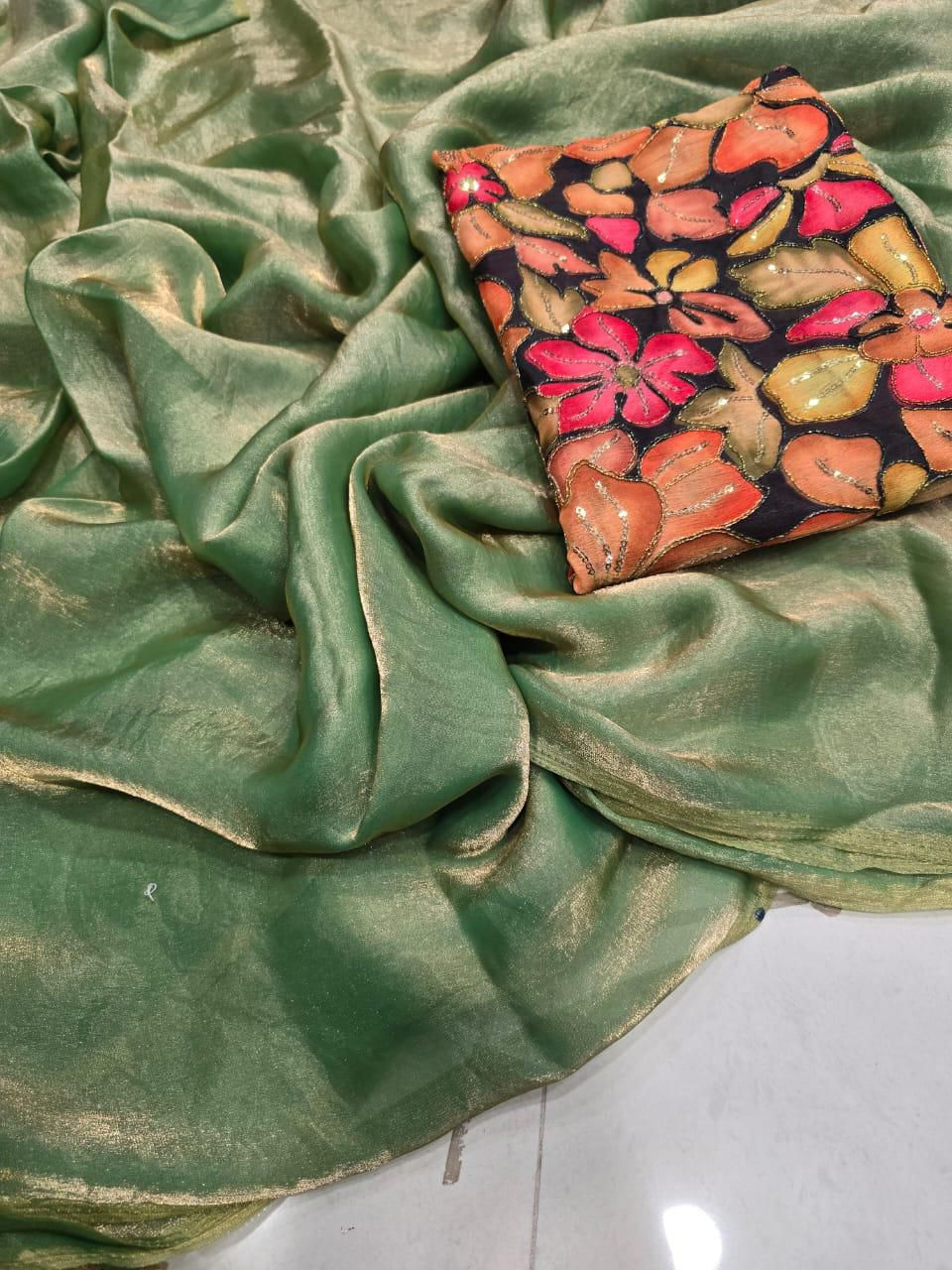 7 Fendi Satin Dual Shade Saree