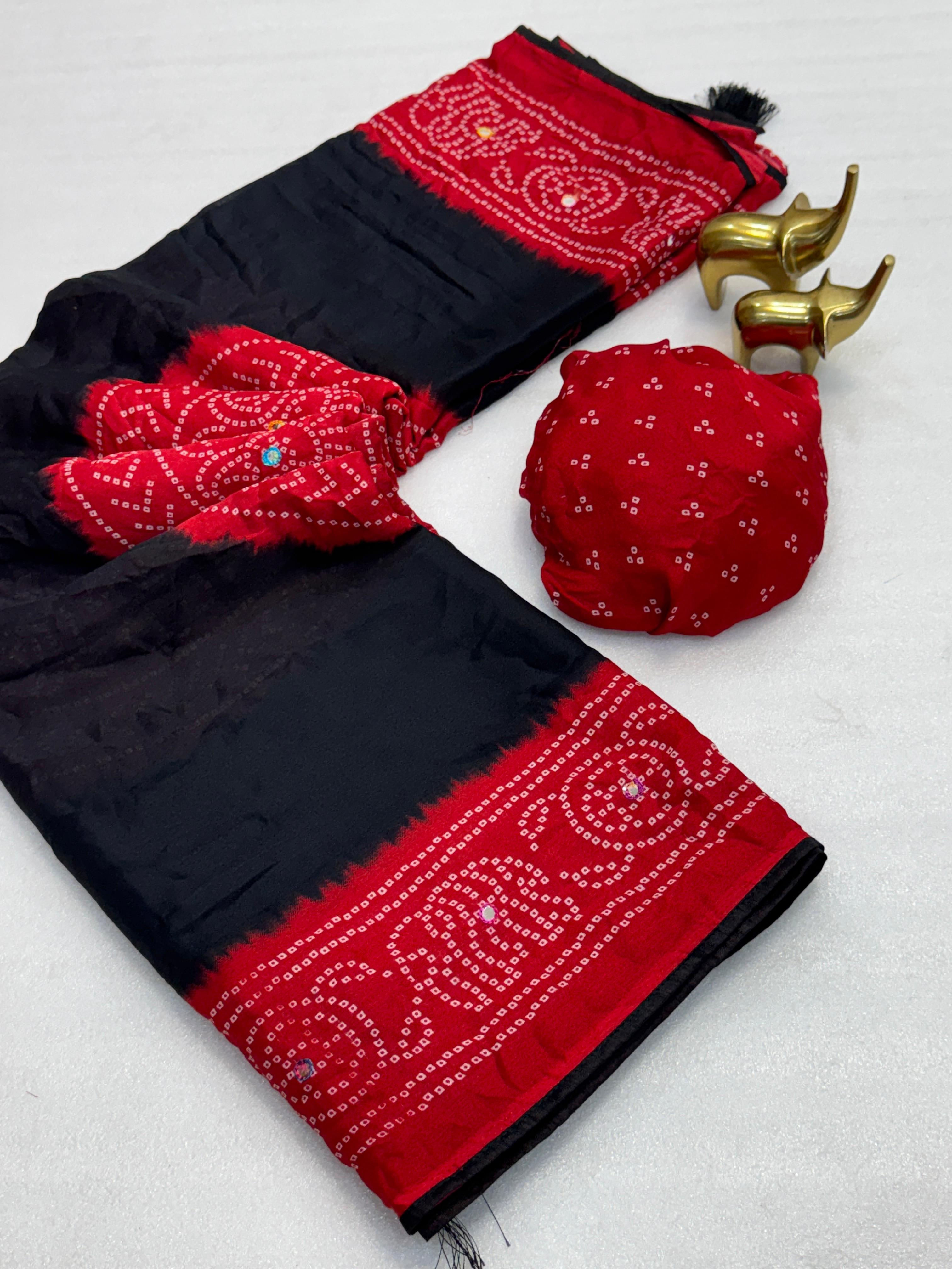 4 PURE MOSS BANDHANI PRINT SAREE